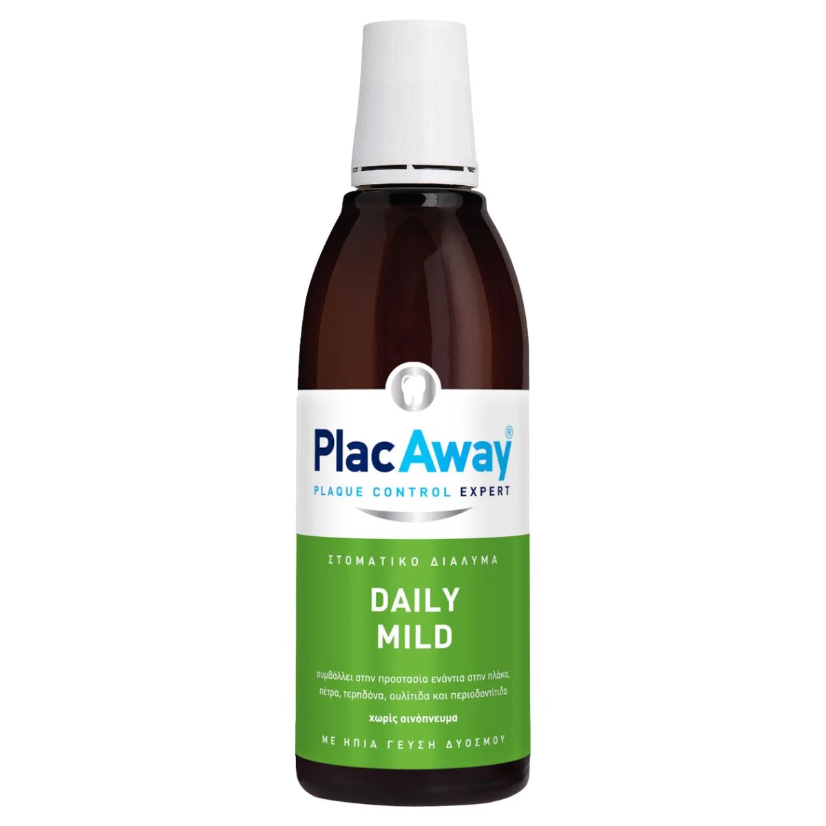 Φωτογραφία προϊόντος: Plac Away,Plac Away Mouthwashes Plac Away Daily Mild Στοματικό Διάλυμα με Ήπια Γεύση Δυόσμου 500ml