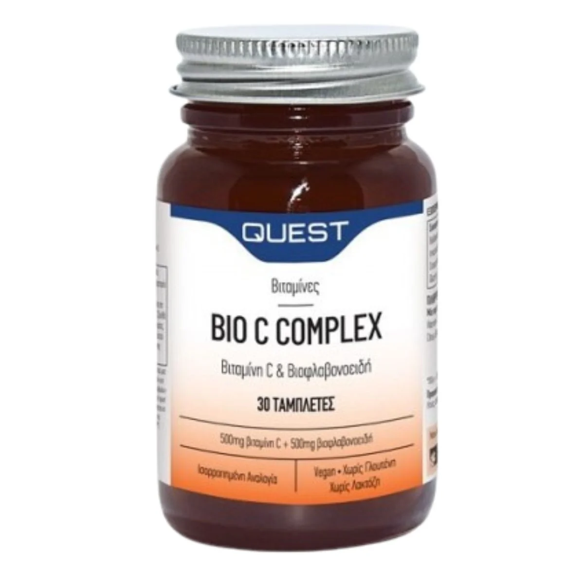 Φωτογραφία προϊόντος: Quest,Quest Vitamins-Multivitamins Quest Bio C Complex Vitamin C 500mg & Bioflavonoids 500mg 30 ταμπλέτες