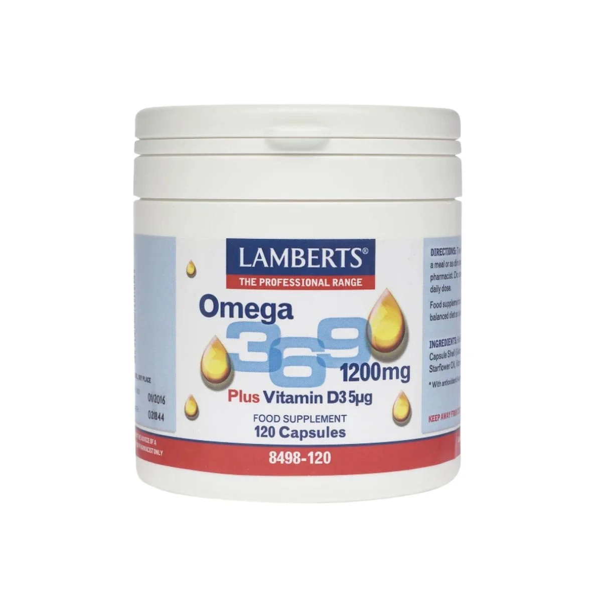 Φωτογραφία προϊόντος: Lamberts,Lamberts Λιπαρά Οξέα Lamberts Omega 3 6 9 1200mg Plus Vitamin D3 5μg 120 κάψουλες