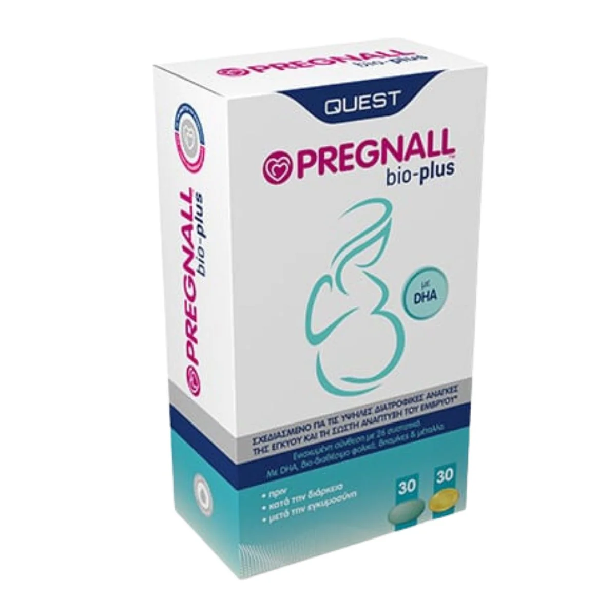 Φωτογραφία προϊόντος: Quest,Quest Pregnall Quest Pregnall Bio-Plus 30 κάψουλες & 30 ταμπλέτες