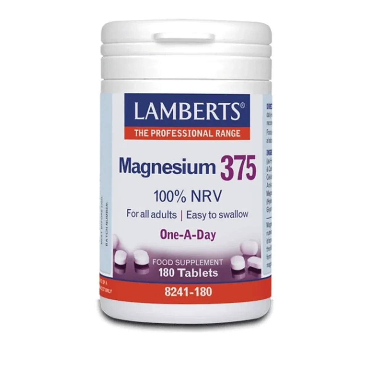 Φωτογραφία προϊόντος: Lamberts,Lamberts Μέταλλα Lamberts Magnesium 375 100% NRV Μαγνήσιο 180 ταμπλέτες