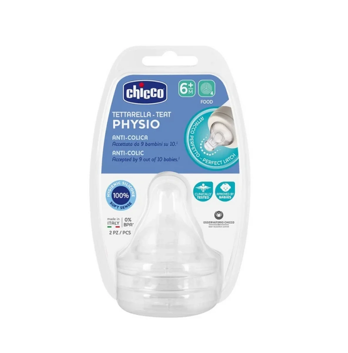 Φωτογραφία προϊόντος: Chicco,Chicco Θηλές Σιλικόνης Chicco Physio Teat Anti-Colic Θηλές Σιλικόνης Ροής Φαγητού 6m+ 2τμχ
