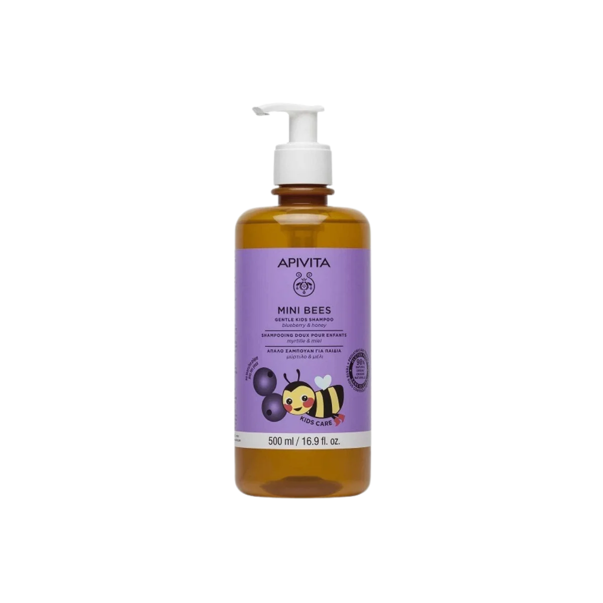 Φωτογραφία προϊόντος: Apivita,Apivita Baby and Kid Apivita Mini Bee Gel Παιδικό Σαμπουάν Μύρτιλο & Μέλι 500ml