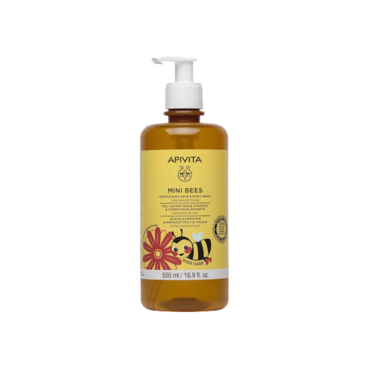Φωτογραφία προϊόντος: Apivita,Apivita Baby and Kid Apivita Mini Bees Παιδικό Gel Αφρόλουτρο & Σαμπουάν Καλέντουλα & Μέλι 500ml