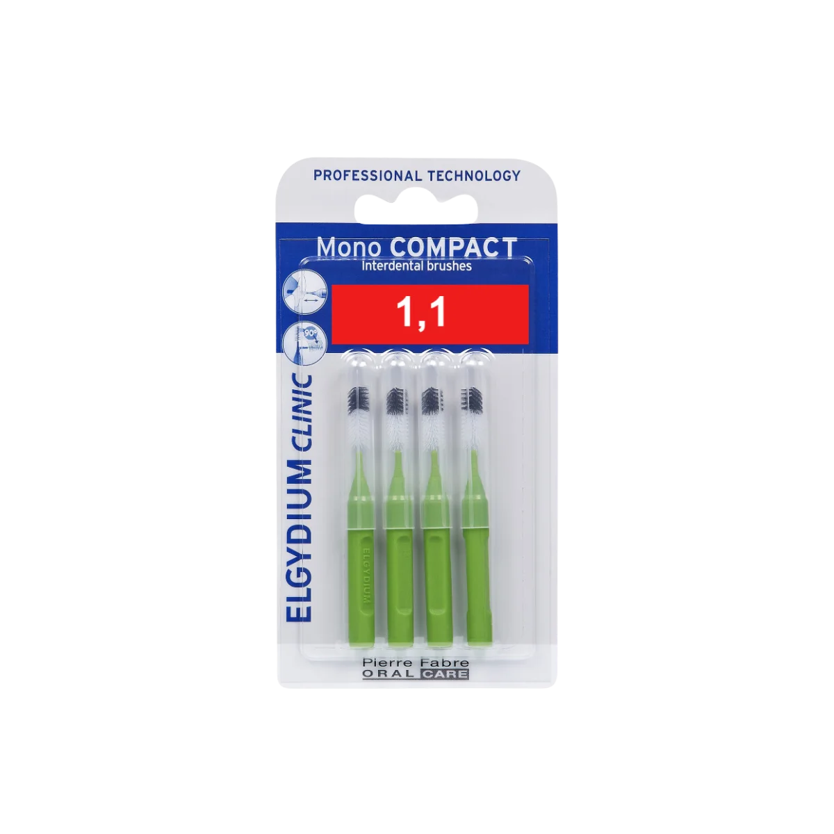 Φωτογραφία προϊόντος: Elgydium,Elgydium Interdental Brushes Elgydium Clinic Mono Compact Μεσοδόντια Βουρτσάκια 1.1mm Πράσινα 4τμχ