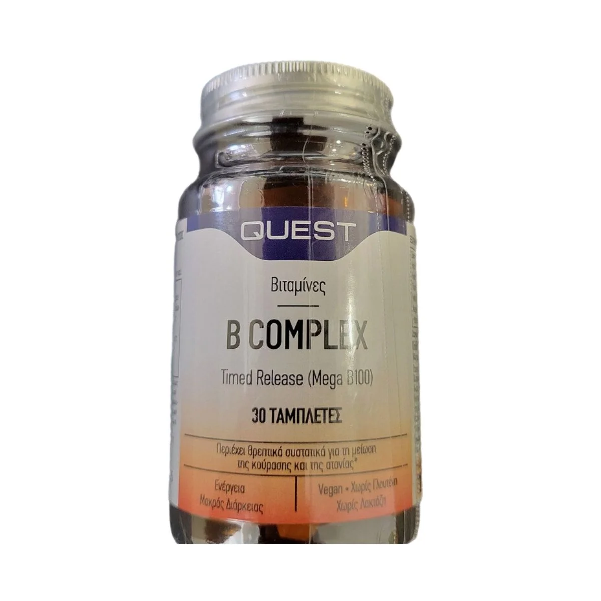Φωτογραφία προϊόντος: Quest,Quest Vitamins-Multivitamins Quest B Complex Timed Release Mega B-100 30 ταμπλέτες