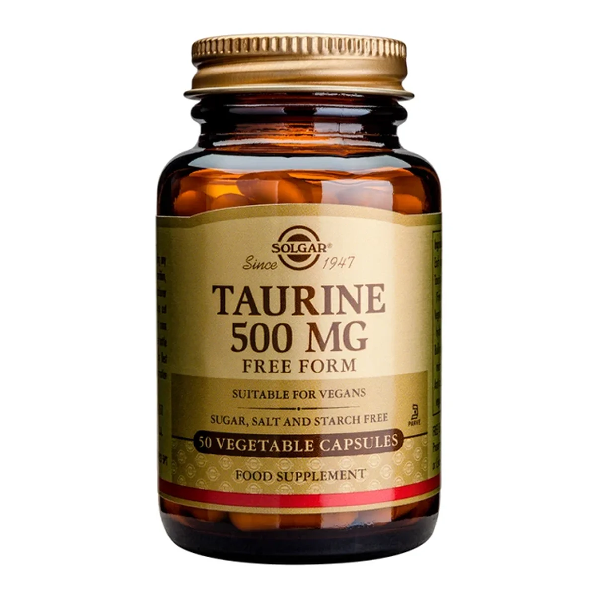 Φωτογραφία προϊόντος: Solgar,Solgar Amino Acids and Proteins Solgar Taurine 500μg Ταυρίνη 50 φυτικές κάψουλες