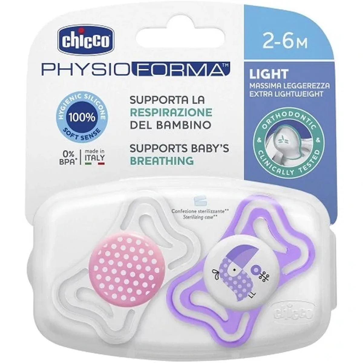 Φωτογραφία προϊόντος: Chicco,Chicco Πιπίλες Σιλικόνης Chicco Physio Forma Light Πιπίλες Σιλικόνης 2-6m (71031-11) 2τμχ