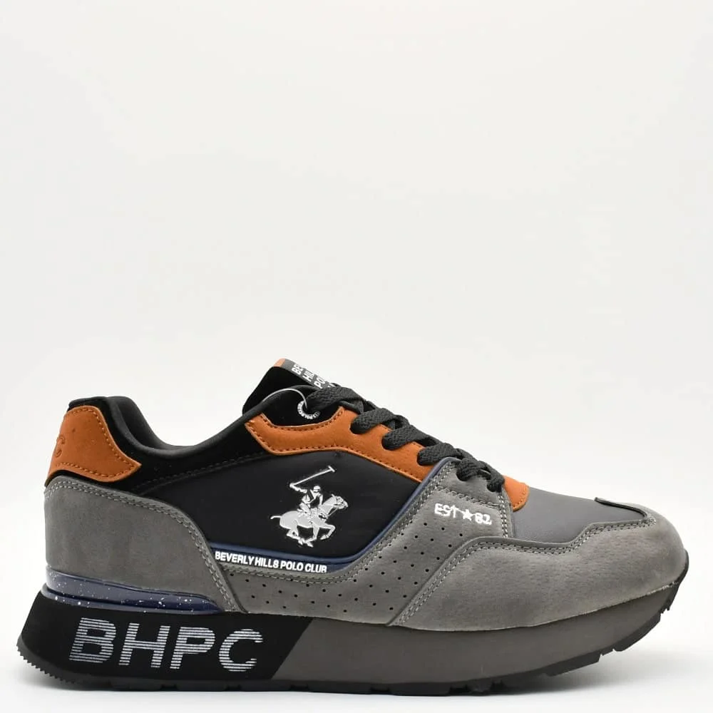 Φωτογραφία προϊόντος: Sneakers Ανδρικά Beverly Hills Polo Club 6853 σε χρώμα γκρι μαύρο + καφέ