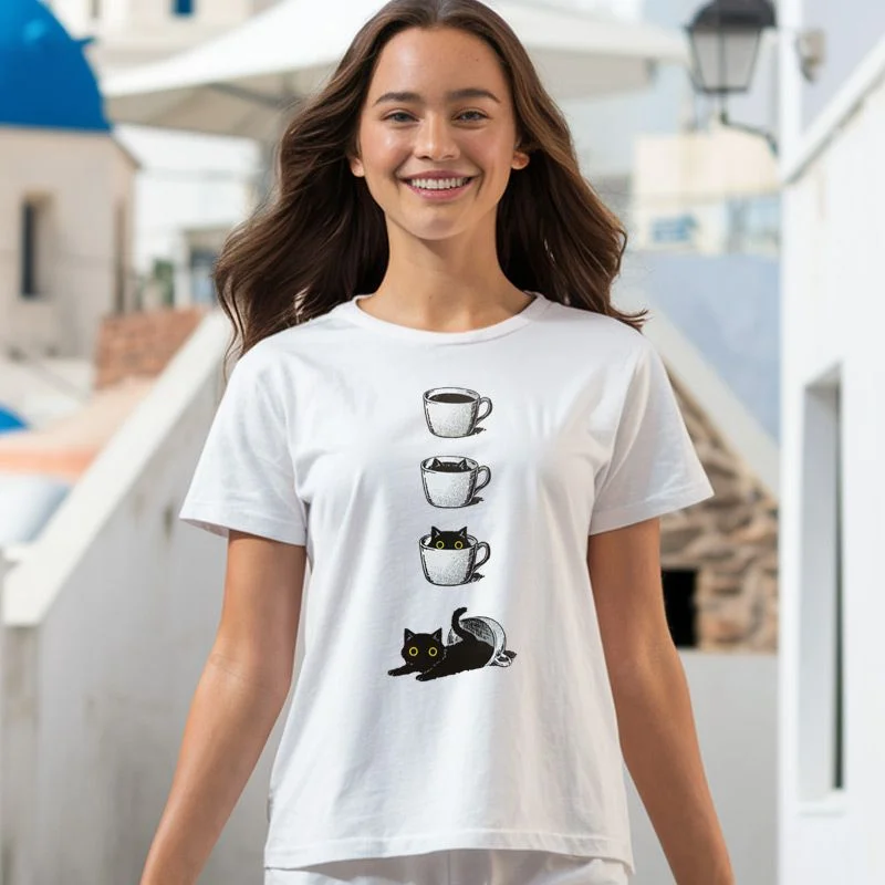 Φωτογραφία προϊόντος: Prime T-Shirt Γυναικείο Γατάκια Φλυτζάνια 918