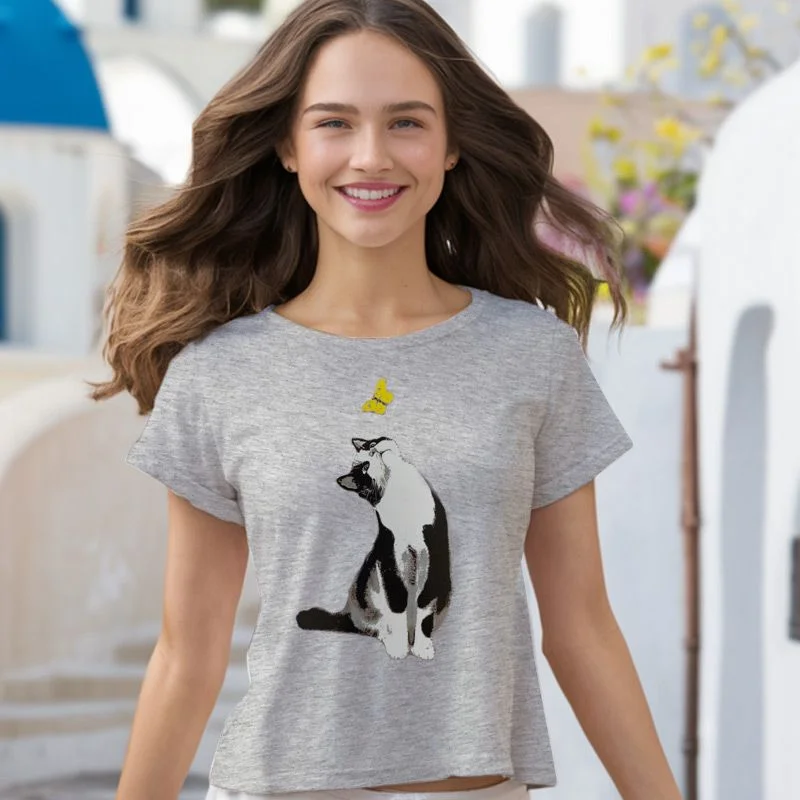 Φωτογραφία προϊόντος: Prime T-Shirt Γυναικείο Γάτα Πεταλούδα 917