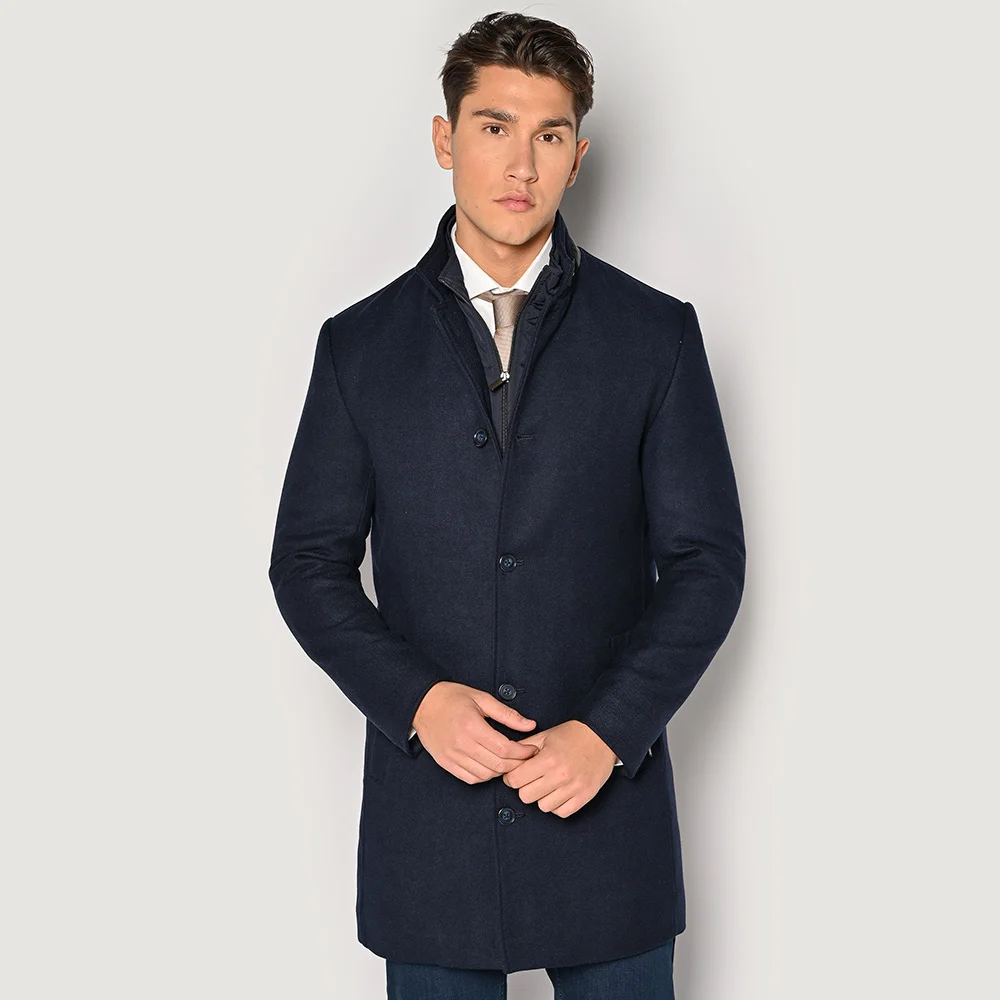 Φωτογραφία προϊόντος: Παλτό Ανδρικό Sogo Blue Regular Fit Με Μόστρα