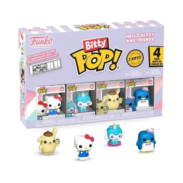 Φωτογραφία προϊόντος: Funko Bitty POP! Hello Kitty and Friends - Hello Kitty (Classic), Cinnamoroll Unicorn, Pompompurin & Chase 4-Pack Vinyl Figures