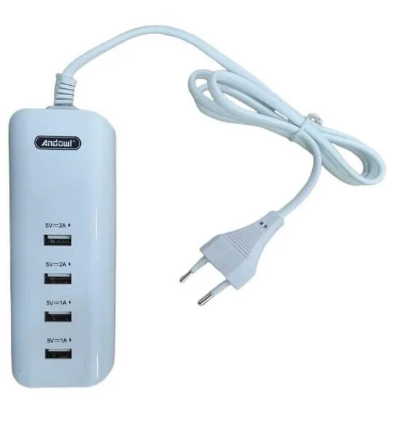 Φωτογραφία προϊόντος: Andowl Φορτιστής 5V 2A 20W USB Power Strip 4 σε 1 - Λευκό