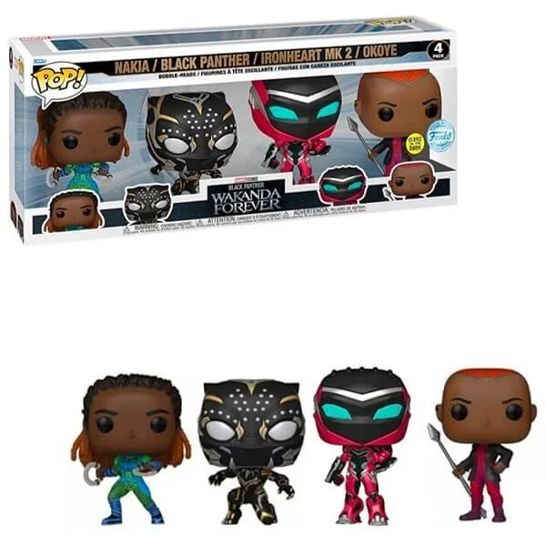 Φωτογραφία προϊόντος: Funko POP Marvel Black Panther Wakanda Forever - Nakia, Black Panther, Ironheart MK2 & Okoye 4-pack Bobble-Heads