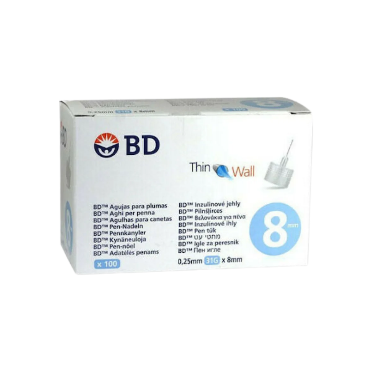 Φωτογραφία προϊόντος: BD Medical BD Thin Wall Βελόνες Ινσουλίνης 31G x 8mm 100τμχ