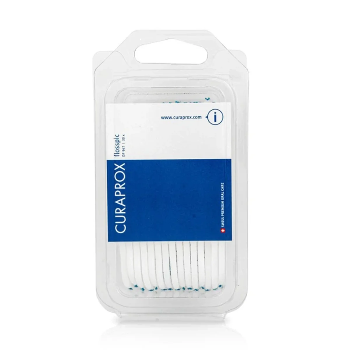 Φωτογραφία προϊόντος: Curaprox,Curaprox Between Teeth Curaprox Flosspic DF967 Οδοντικό Νήμα με Λαβή Λευκό 30τμχ