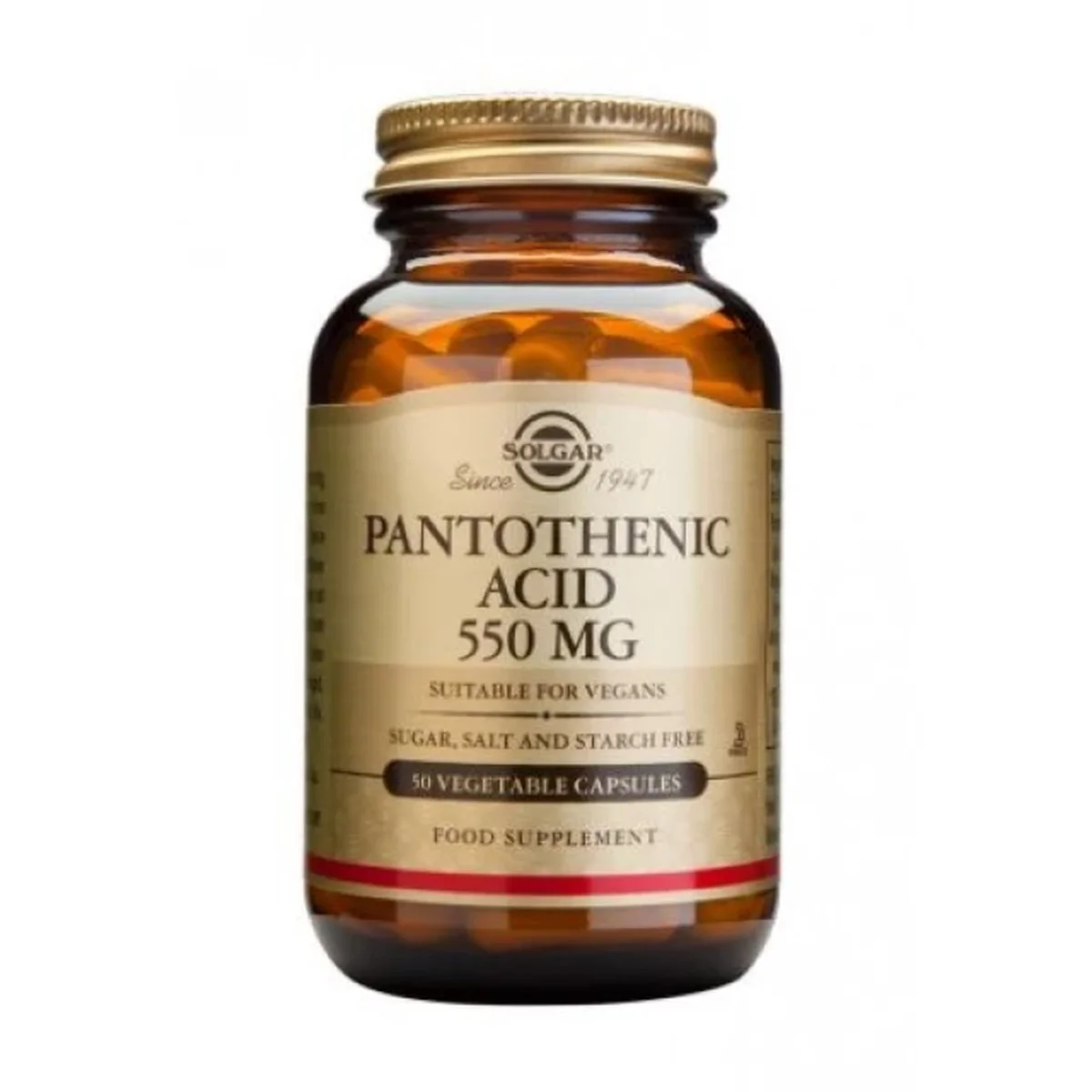 Φωτογραφία προϊόντος: Solgar,Solgar Vitamins Solgar Pantothenic Acid 550MG Παντοθενικό Οξύ 50 φυτικές κάψουλες
