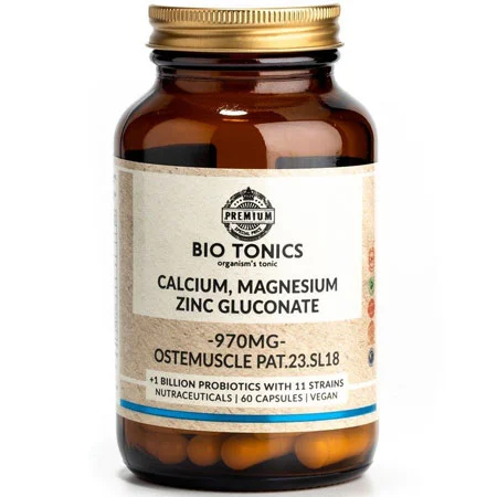 Φωτογραφία προϊόντος: Calcium, Magnesium, Zinc Gluconate (Ostemuscle Pat.23.SL18) 970 mg 60 veg. caps BioTonics