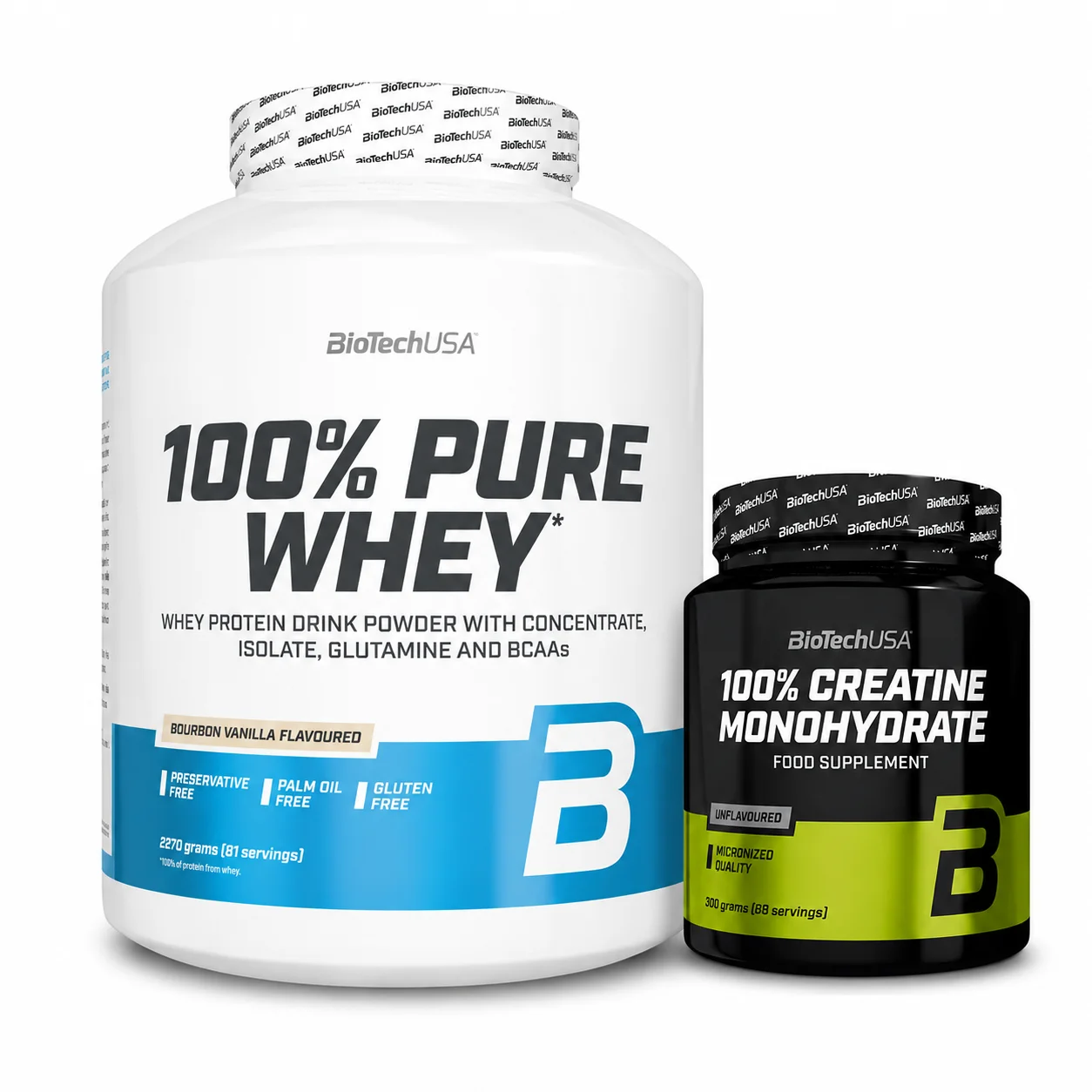 Φωτογραφία προϊόντος: BiotechUSA ΠΡΟΣΦΟΡΑ Biotech USA Pure Whey Bourbon Vanilla 2.27kg + Biotech USA Creatine 300gr