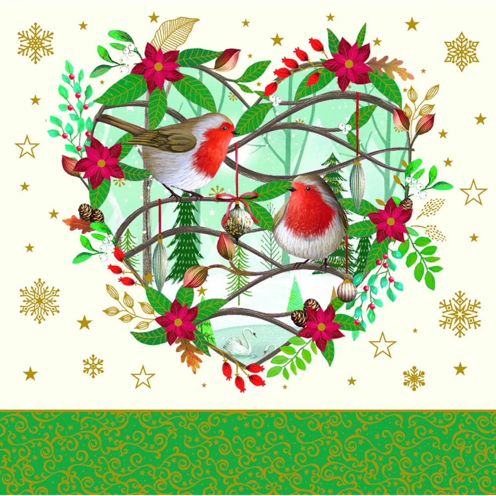 Φωτογραφία προϊόντος: Pictura Xmas Arabesque Κάρτα Τρίπτυχη Πουλάκια σε Καρδιά