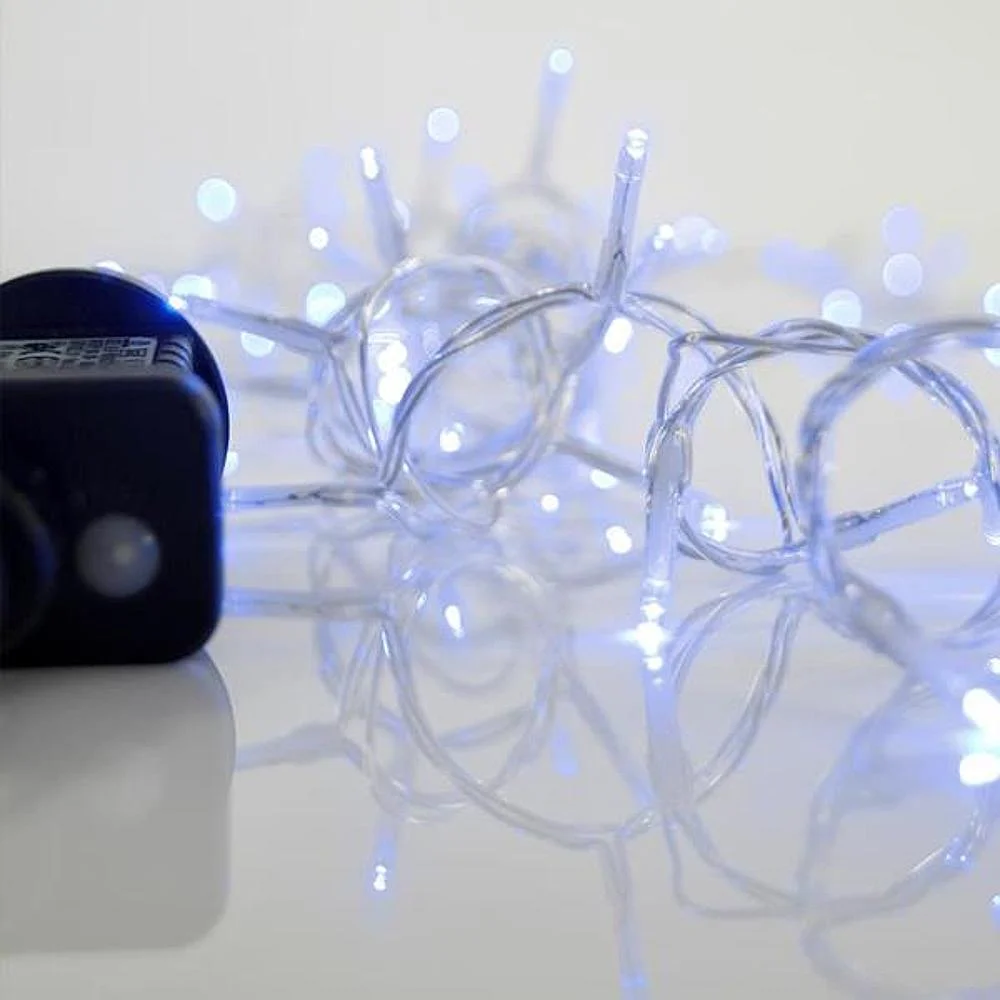 Φωτογραφία προϊόντος: Eurolamp 240 LED Με 8 Προγράμματα Μετασχηματιστή Μνήμη Προέκταση 300cm Διάφανο Καλώδιο Μπλε Φως IP44