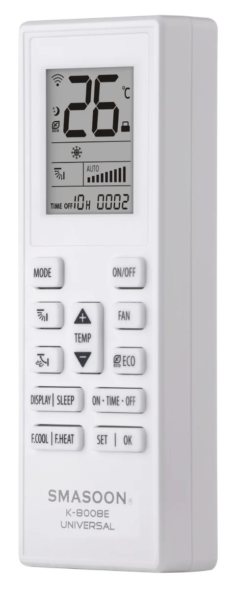 Φωτογραφία προϊόντος: OEM SMASOON K-8008E Universal Τηλεχειριστήριο Κλιματισμού Λευκό