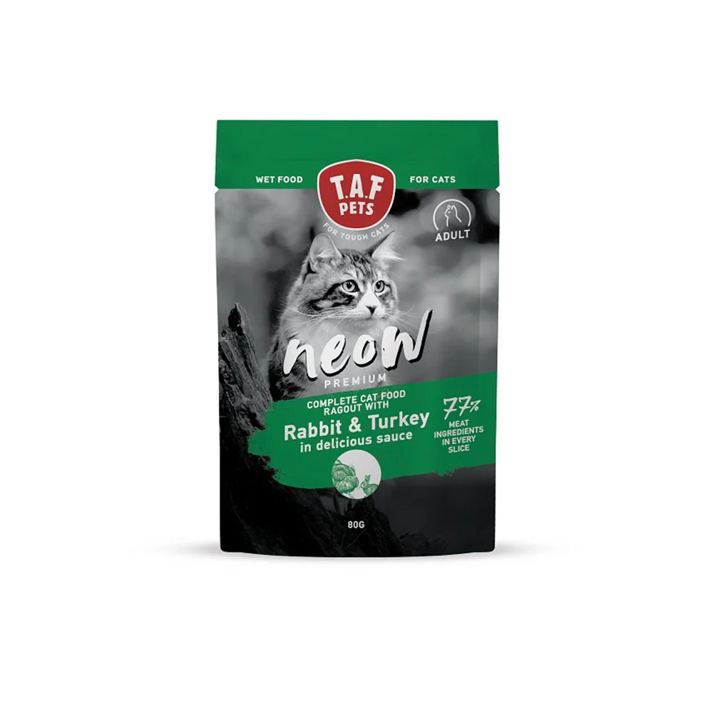 Φωτογραφία προϊόντος: Taf Pets Υγρή Τροφή Γάτας Taf Neow Adult με Κουνέλι + Γαλοπούλα 80gr