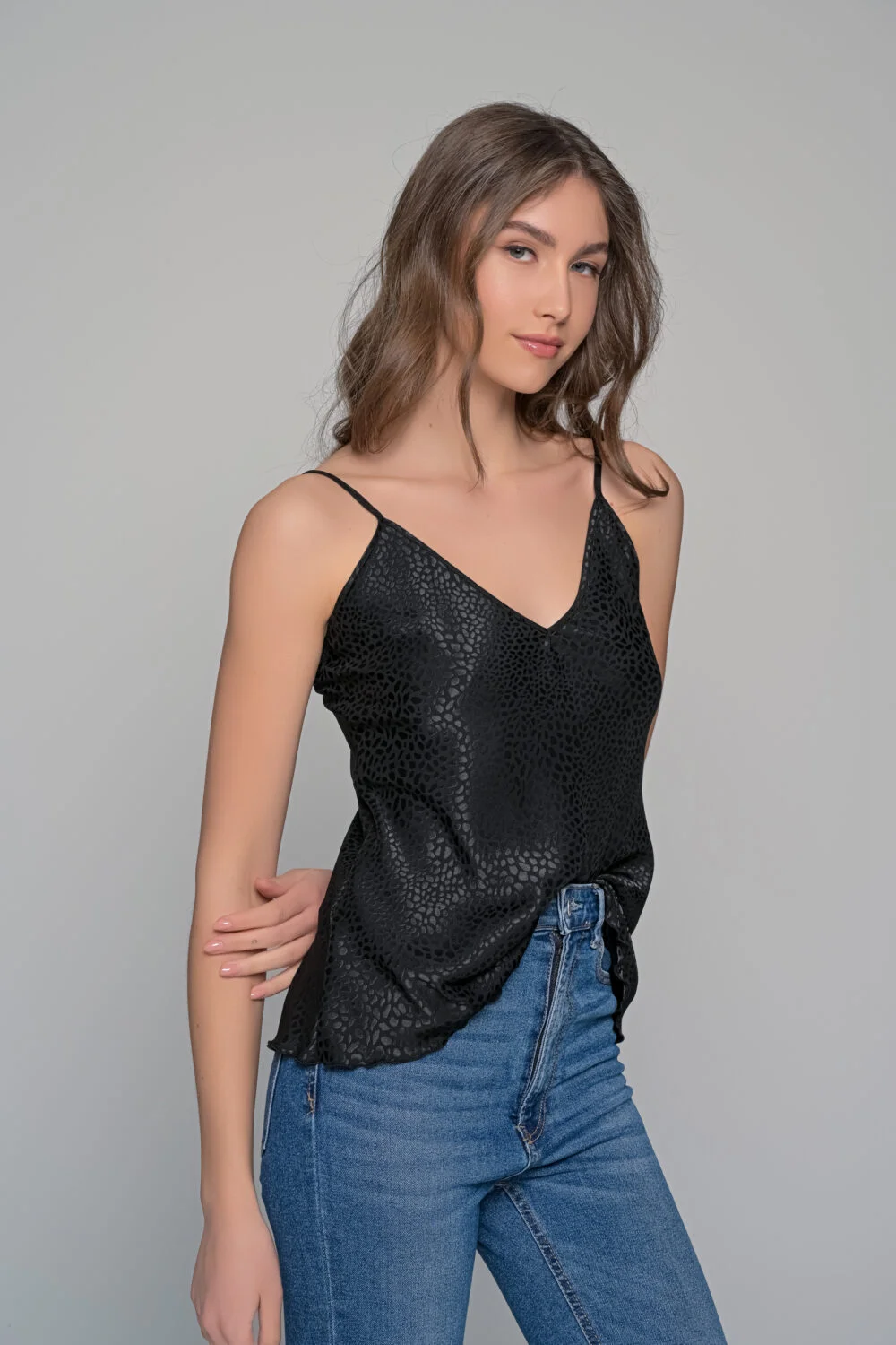 Φωτογραφία προϊόντος: Milena By Paris Σατέν Lingerie Top Τιραντάκι Μαύρο