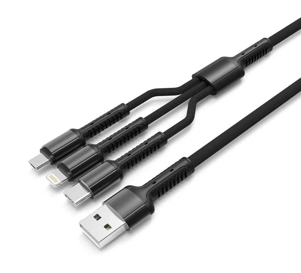 Φωτογραφία προϊόντος: LDNIO καλώδιο USB σε USB-C/Lightning/Micro USB LC93, 3.4A, 1.2m, γκρι
