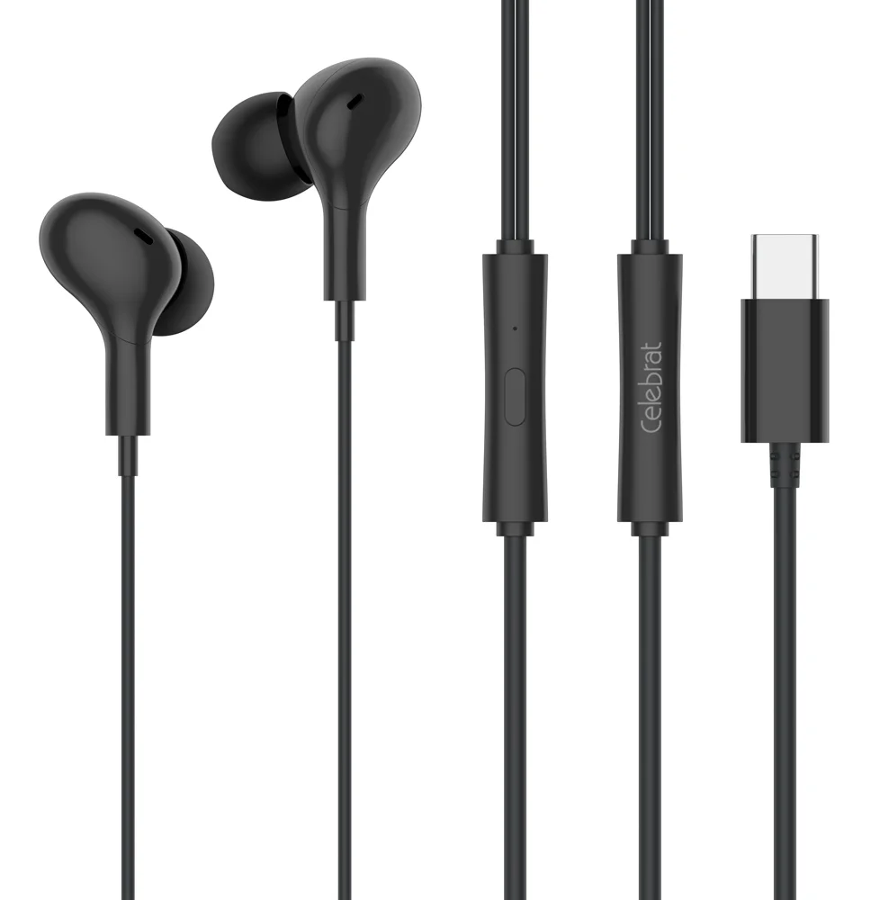 Φωτογραφία προϊόντος: CELEBRAT earphones με μικρόφωνο D13, USB-C σύνδεση, Φ10mm, 1.2m, μαύρα