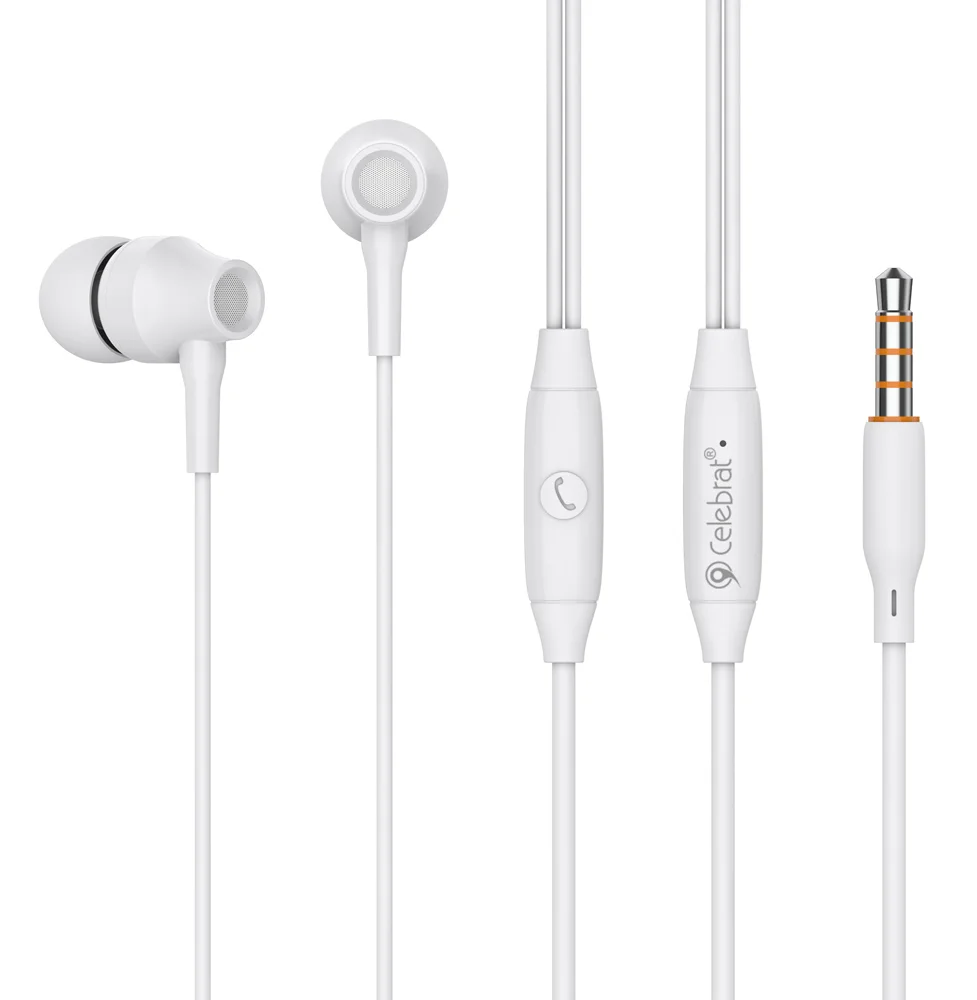 Φωτογραφία προϊόντος: CELEBRAT earphones με μικρόφωνο G25, 3.5mm σύνδεση, Φ10mm, 1.2m, λευκά