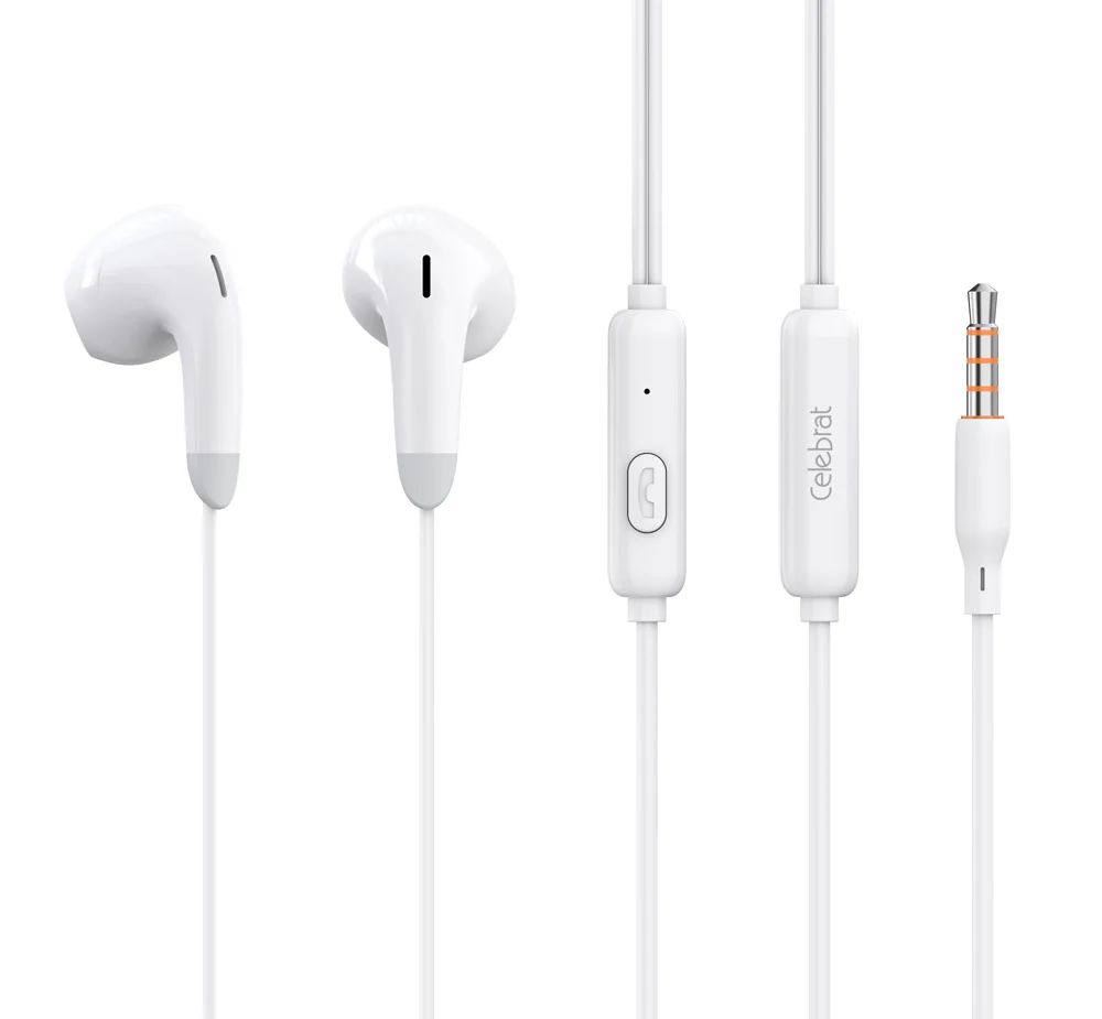 Φωτογραφία προϊόντος: CELEBRAT earphones με μικρόφωνο G27, 3.5mm σύνδεση, Φ14mm, 1.2m, λευκά