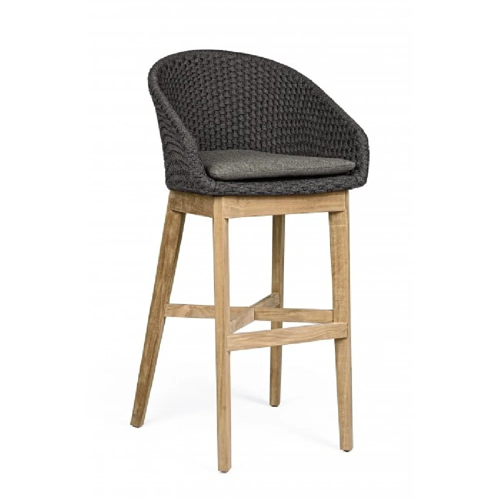 Φωτογραφία προϊόντος: Σκαμπό Bar Teak Rope Coachella Charcoal (Bizzotto) (BZ-0804737)