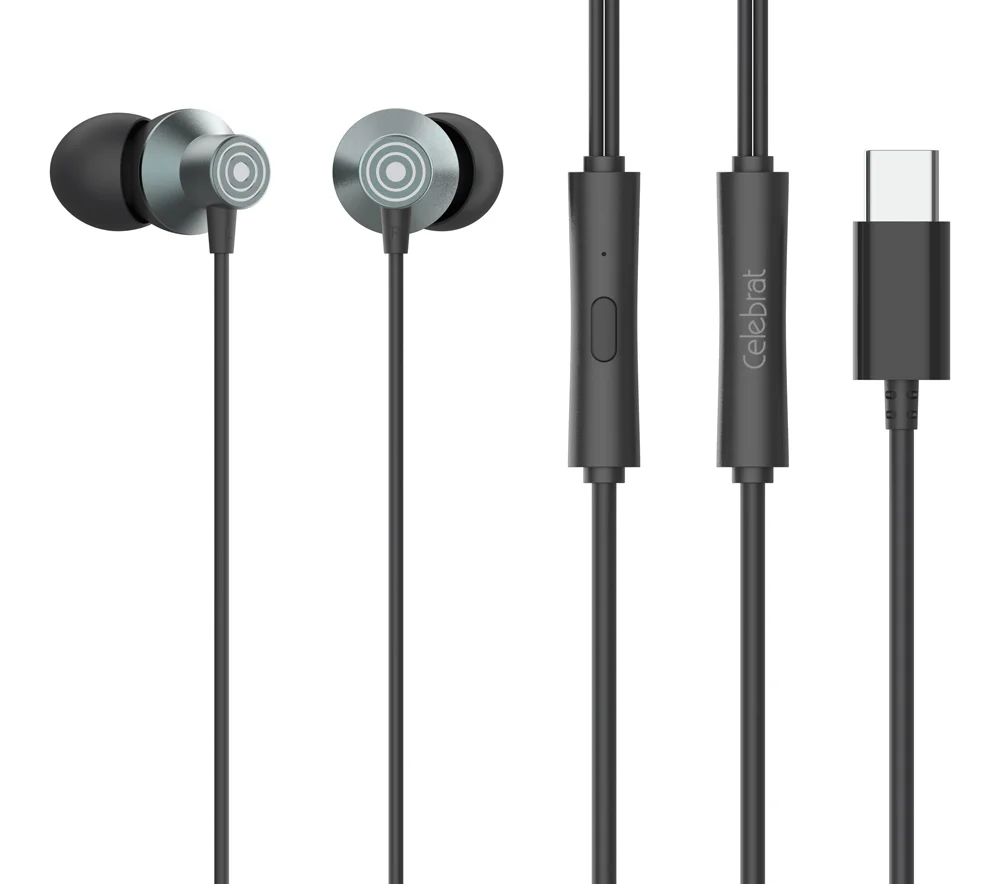 Φωτογραφία προϊόντος: CELEBRAT earphones με μικρόφωνο D15, USB-C σύνδεση, Φ10mm, 1.2m, μαύρα