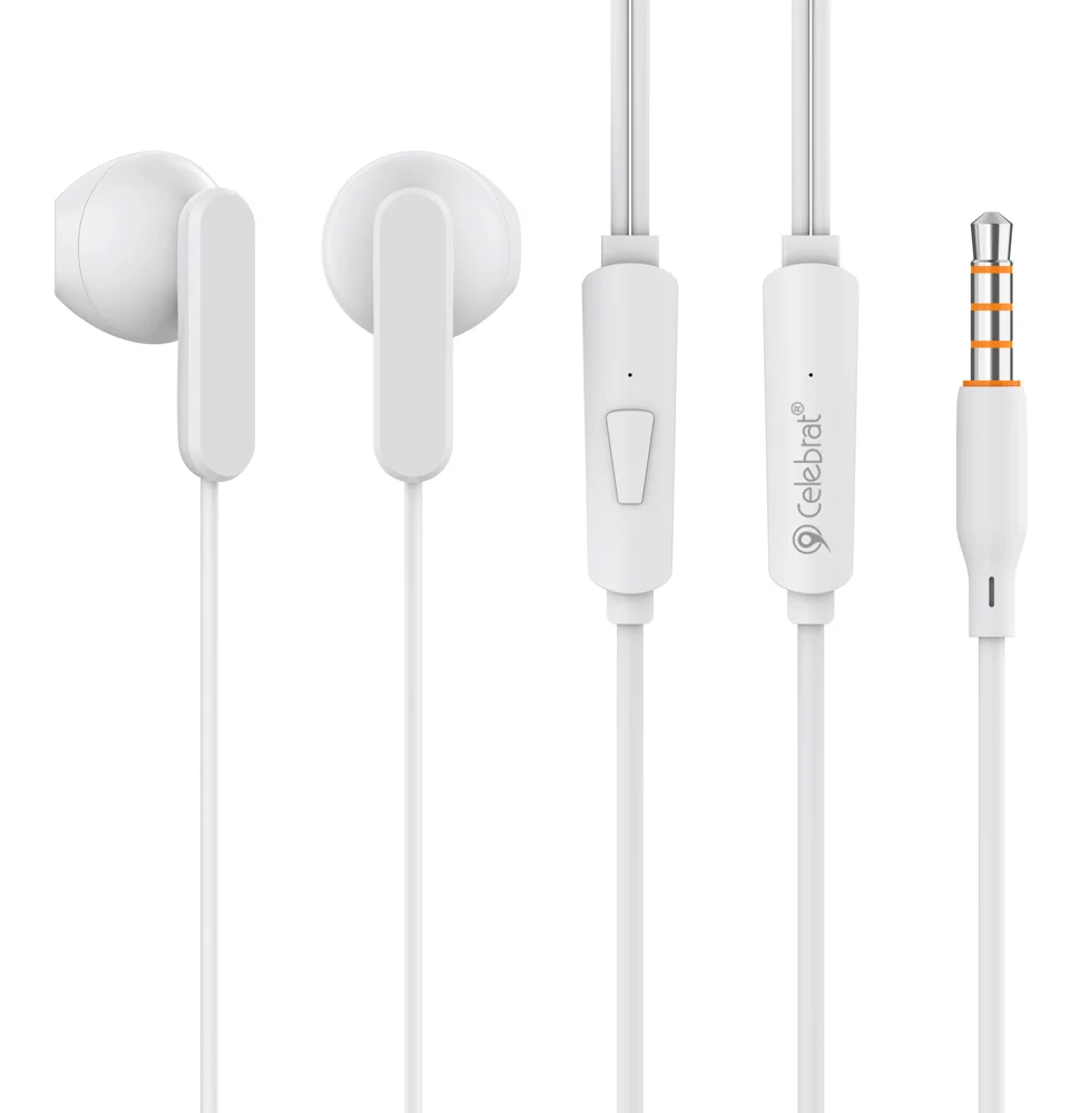 Φωτογραφία προϊόντος: CELEBRAT earphones με μικρόφωνο G23, 3.5mm σύνδεση, Φ14mm, 1.2m, λευκά