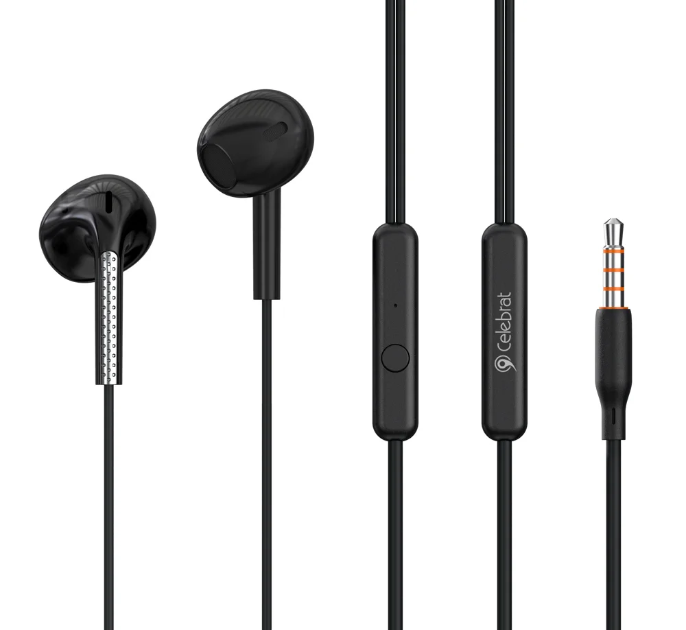 Φωτογραφία προϊόντος: CELEBRAT earphones με μικρόφωνο G28, 3.5mm σύνδεση, Φ10mm, 1.2m, μαύρα