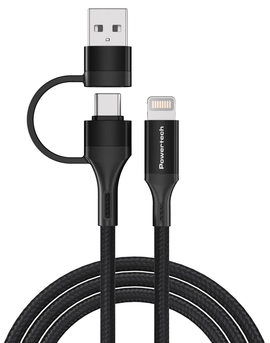 Φωτογραφία προϊόντος: POWERTECH καλώδιο USB & USB-C σε Lightning PTR-0159, PD 27W, copper, 1.5m, μαύρο