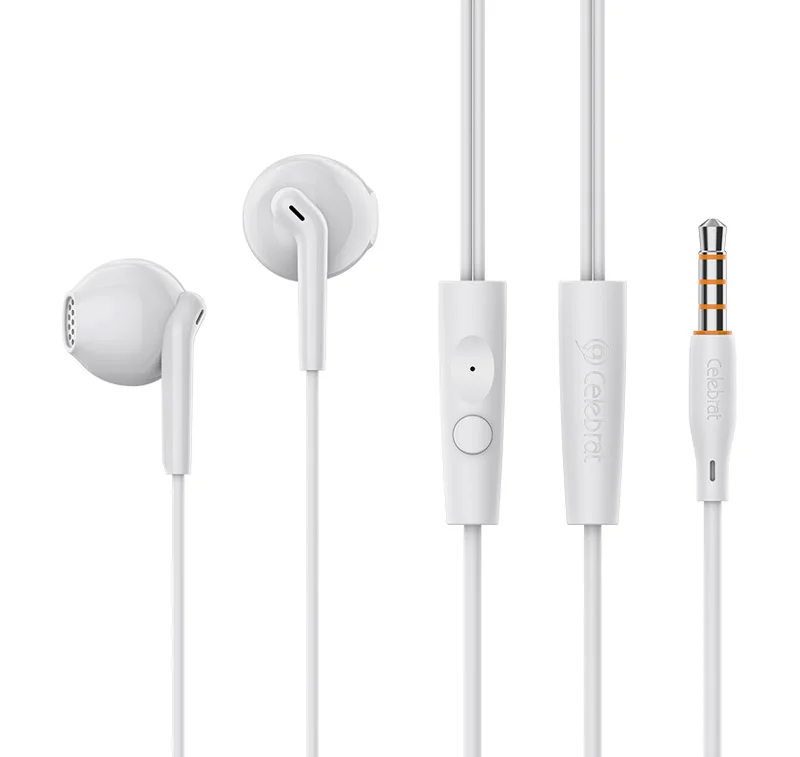 Φωτογραφία προϊόντος: CELEBRAT earphones με μικρόφωνο G34, 3.5mm σύνδεση, 14mm, 1.2m, λευκά