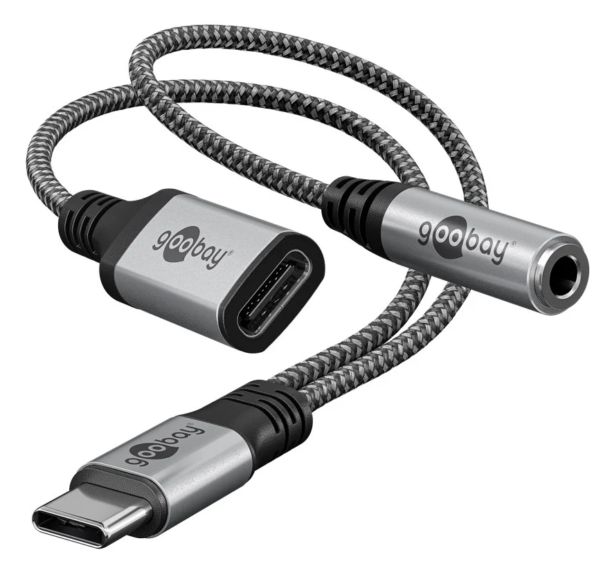 Φωτογραφία προϊόντος: GOOBAY αντάπτορας USB-C σε 3.5mm & USB-C 74524, 60W, 480Mbps, γκρι