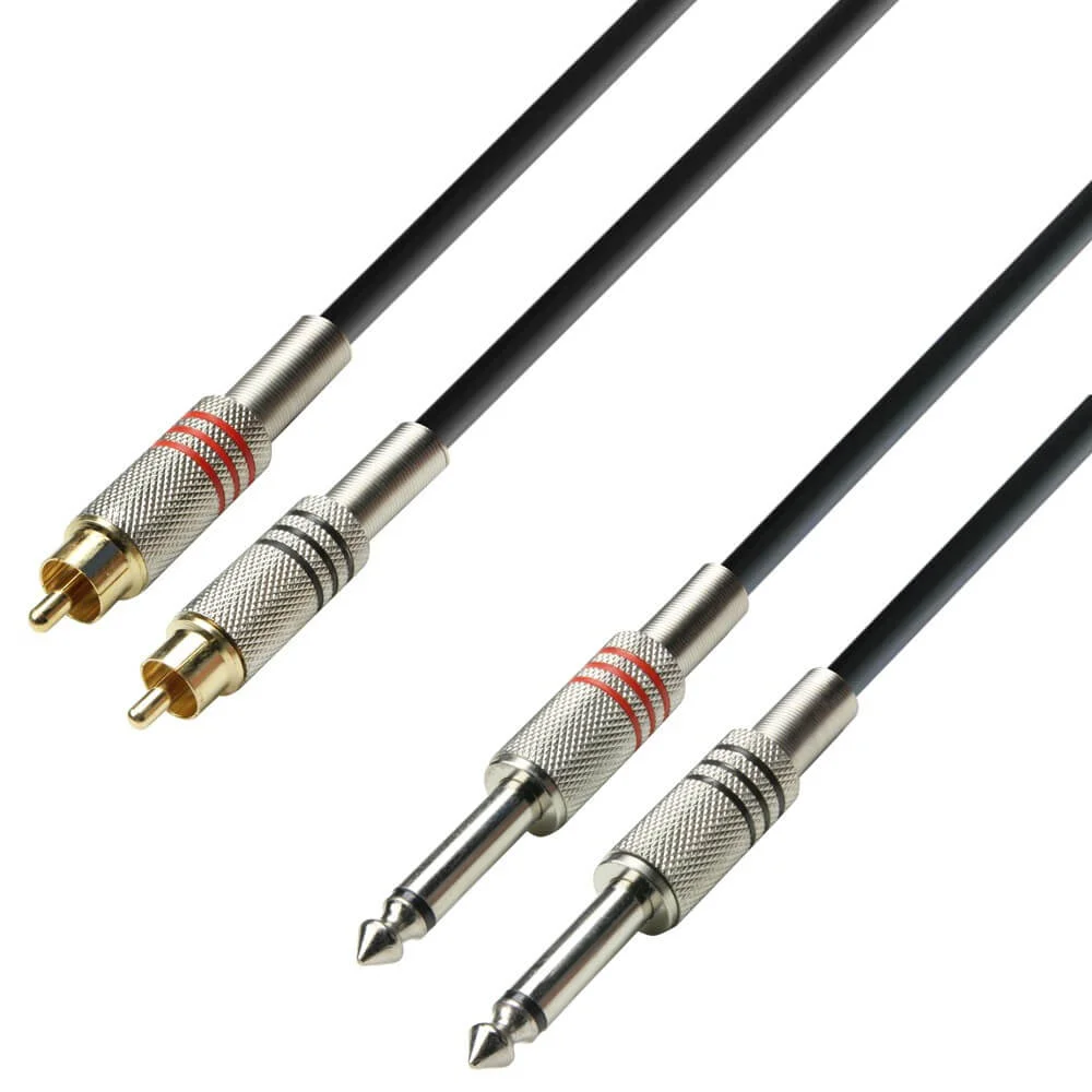Φωτογραφία προϊόντος: Adam Hall K3TPC0100 3Star Series Καλώδιο Audio 2xRCA - 2x1/4 Mono Jack 1m Μαύρο