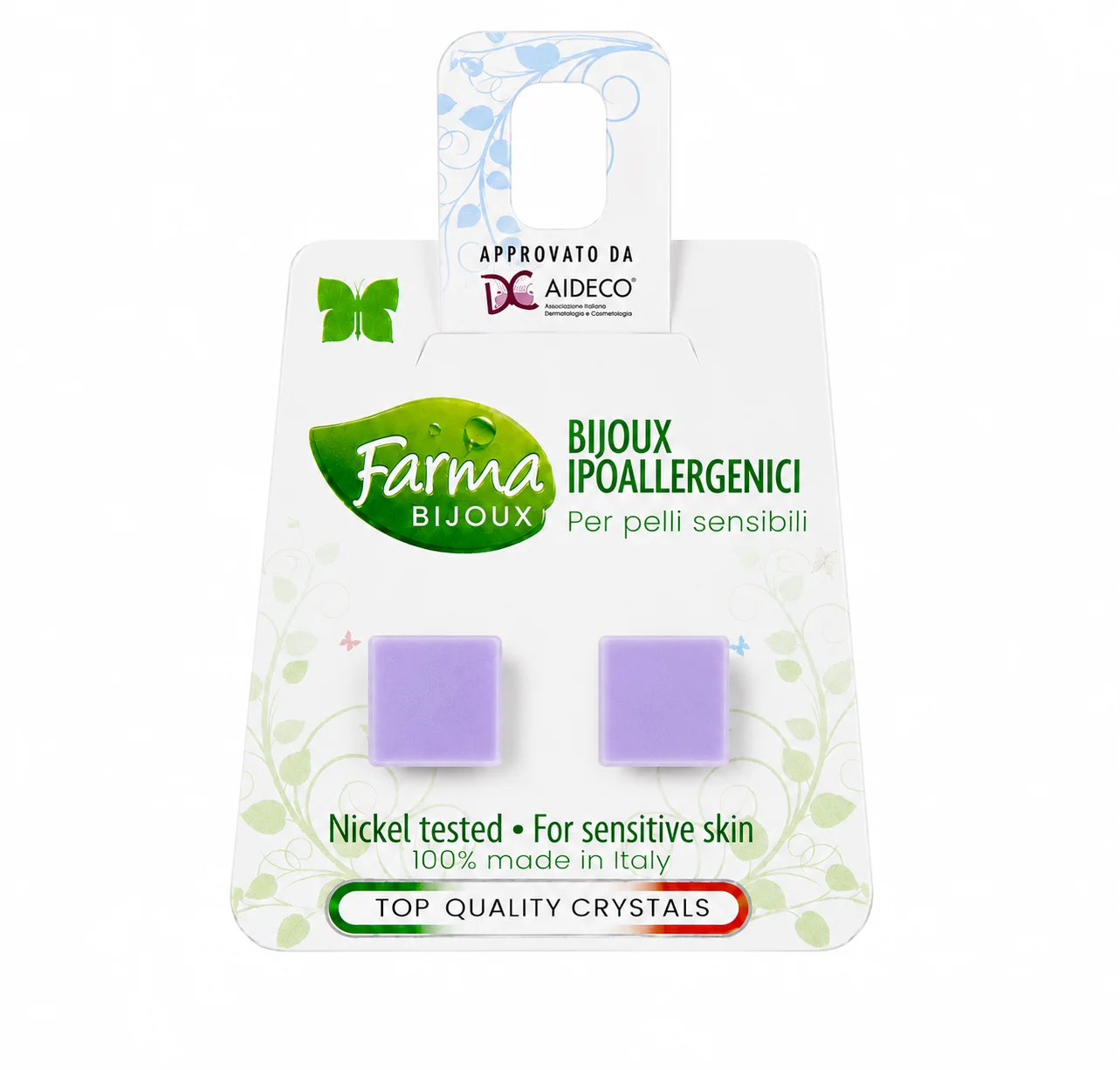 Φωτογραφία προϊόντος: Farma Bijoux Υποαλλεργικά Σκουλαρίκια Τετράγωνα Κουμπιά Μπλε Παστέλ 20mm 1 Ζευγάρι
