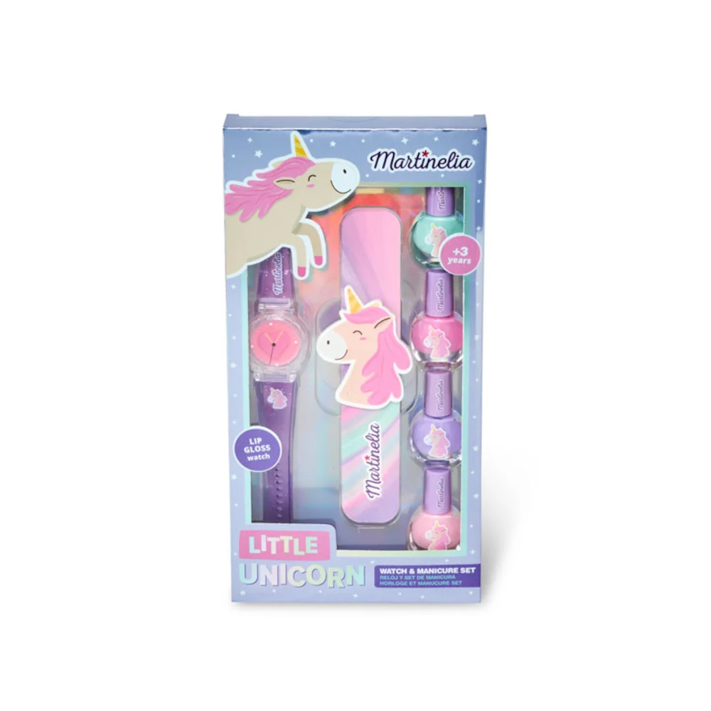 Φωτογραφία προϊόντος: Martinelia Little Unicorn Watch +amp; Manicure Set – 4 Βερνίκια , Λίμα +amp; Ρολόι Lip Gloss