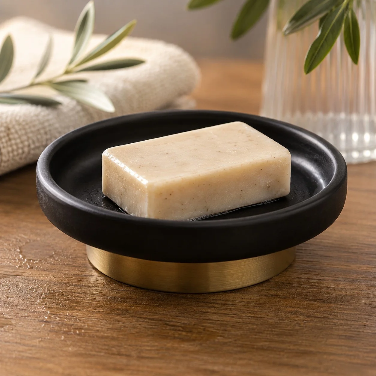Φωτογραφία προϊόντος: Ankor Θήκη Για Σαπούνι Polyresin Black Antique Gold 10cm