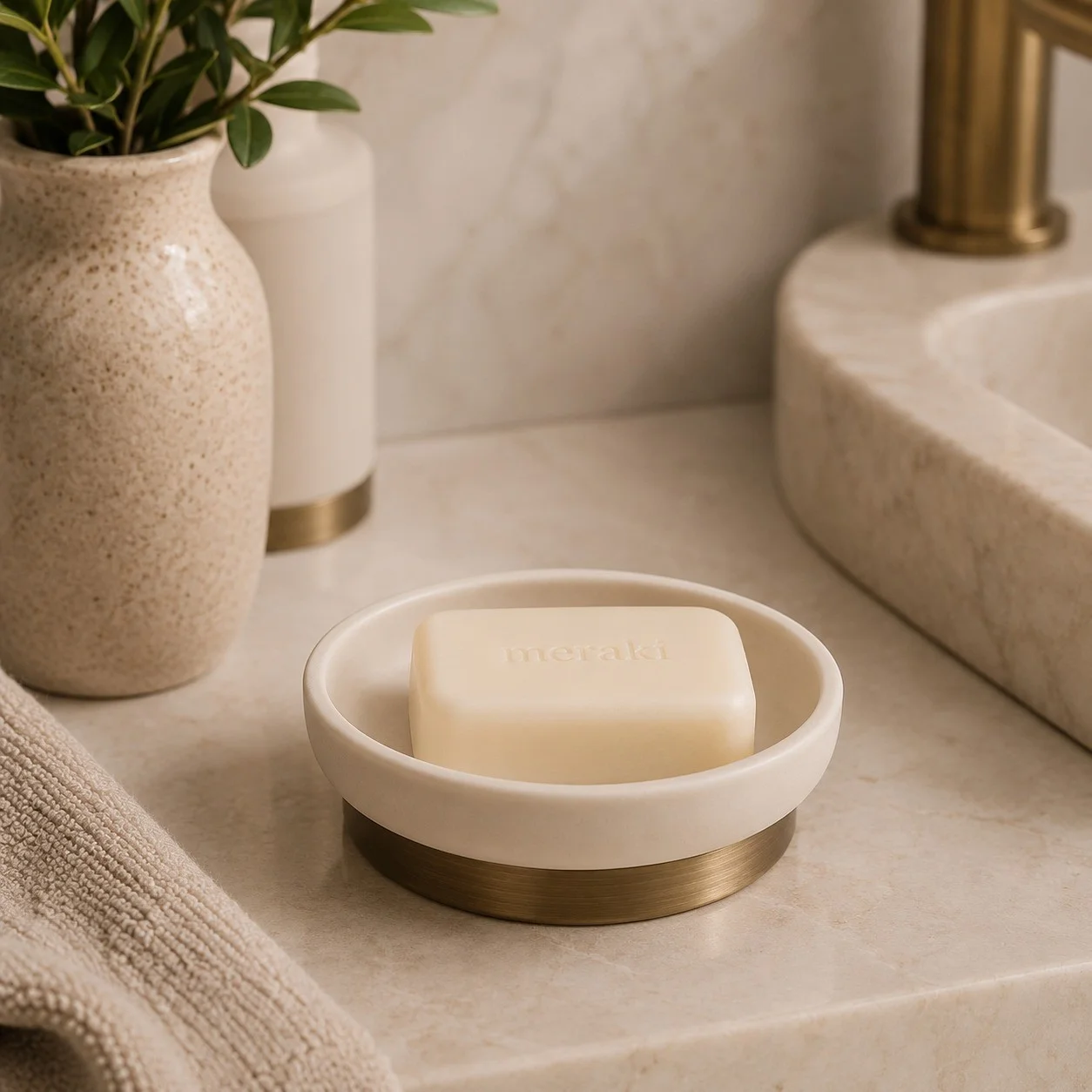 Φωτογραφία προϊόντος: Ankor Θήκη Για Σαπούνι Polyresin Beige Antique Gold 10cm