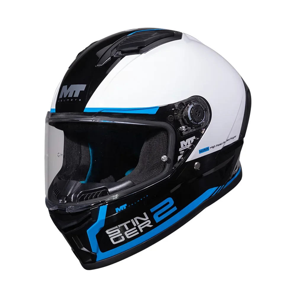 Φωτογραφία προϊόντος: ΚΡΑΝΟΣ FULL FACE STINGER 2 CORE B10 BLACK/WHITE/BLUE GLOSS ECE 22.06 | MT