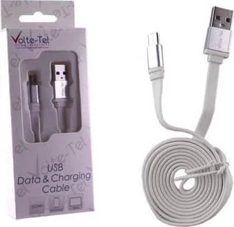 Φωτογραφία προϊόντος: OEM Volte-Tel Flat USB 2.0 to micro USB Cable White 1m (8146282)