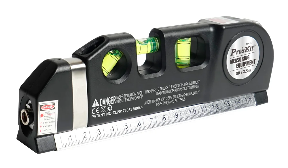 Φωτογραφία προϊόντος: PROSKIT γραμμικό αλφάδι laser PD-161-C με κόκκινη δέσμη, μετροταινία