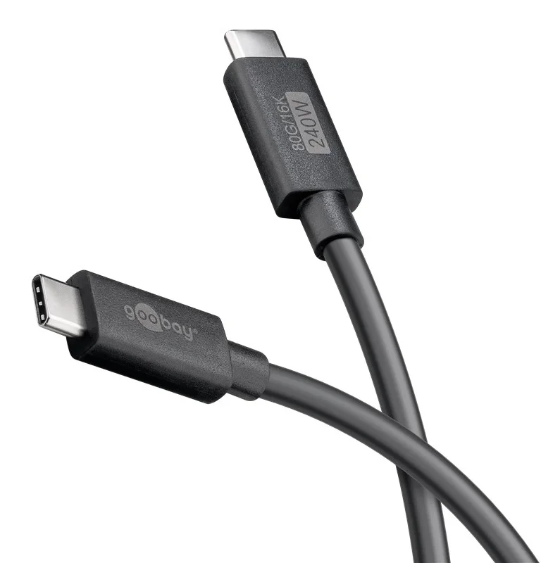 Φωτογραφία προϊόντος: GOOBAY καλώδιο USB-C 74376, USB4, 240W, 80Gbps, 16K/60Hz, 1.2m, μαύρο