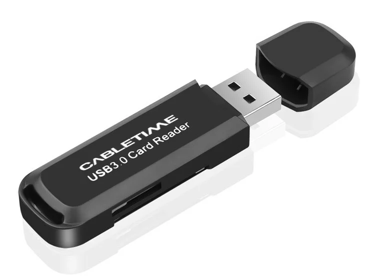Φωτογραφία προϊόντος: CABLETIME card reader CT-AMCD2-PB για SD & micro SD, USB 3.0, 5Gbps, μαύρο